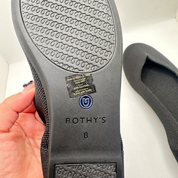 NEW Rothy’s The Flat Round Toe Knit Ballet Flat in Black Solid Women’s Sz 8 - Picture 8 of 10